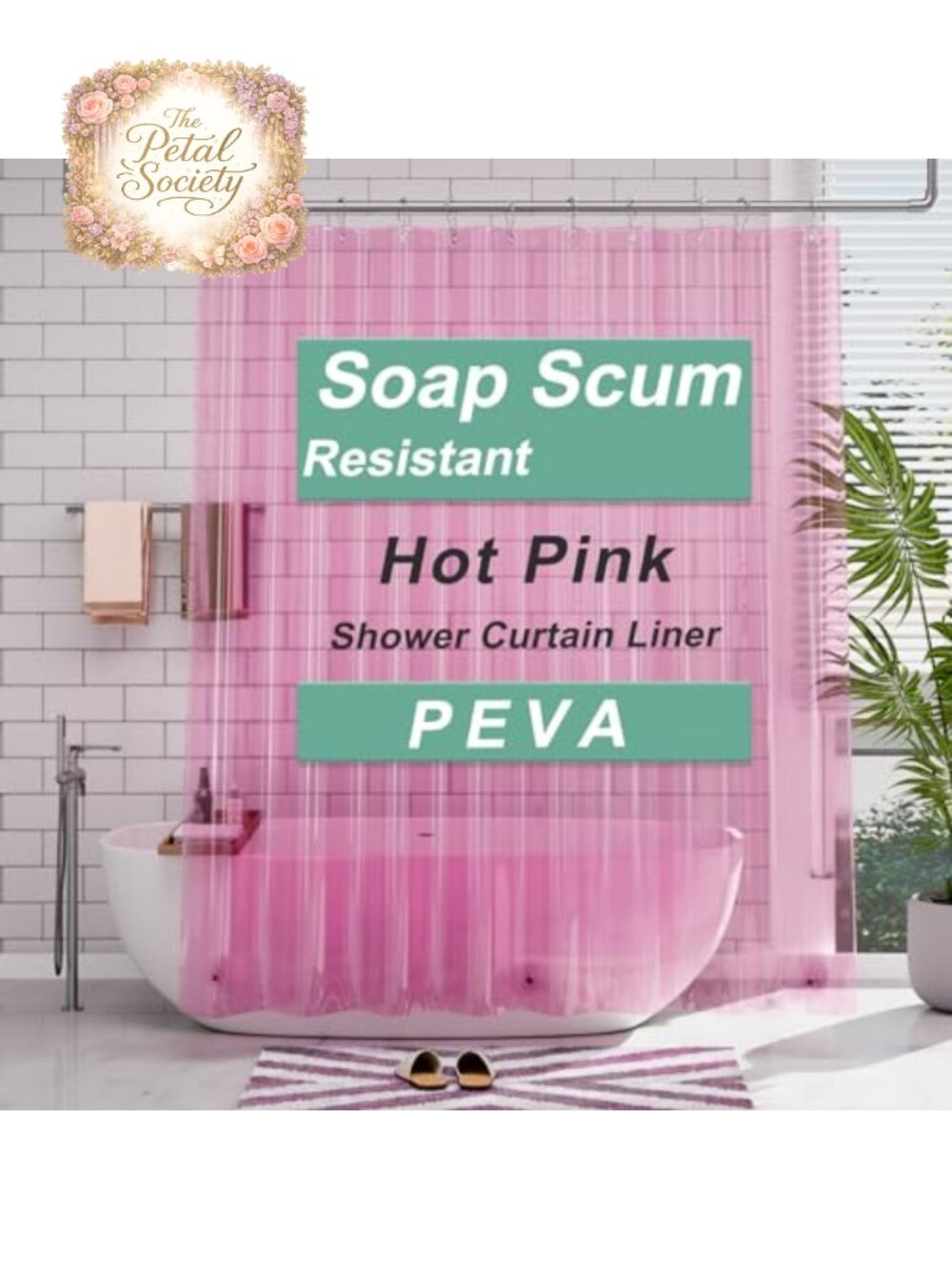 Waterproof PEVA Shower Curtain Liner 72x72 with Magnets & Grommets